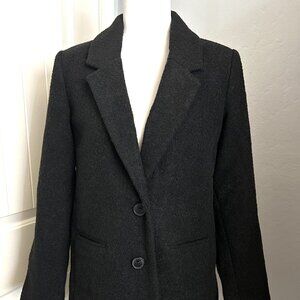 Old Navy Women's Black Boucle Two Button Front Wool/Poly Blazer Jacket Small